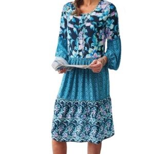 Soft Surroundings Teal and Purple Floral Dress